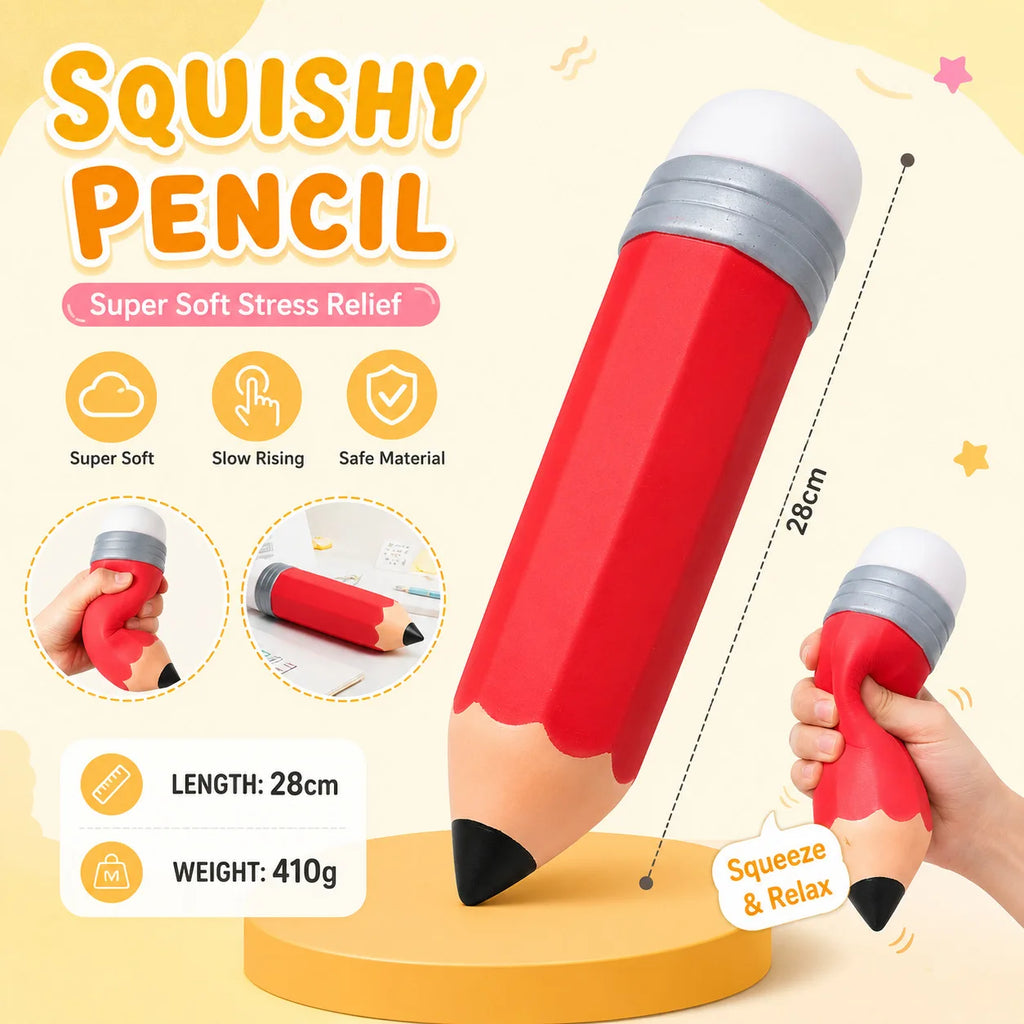 Big Size Pencil Squishy Toys Slow Rising Stress Relief Squeeze Fidget Toy Giant Pencil Stress Ball Decompression Toys