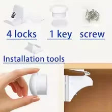 4/8Piece Magnetic Child Safety Cabinet Locks No Drill Baby Proofing Drawer Lock With Key Adhesive Or Screw Mount