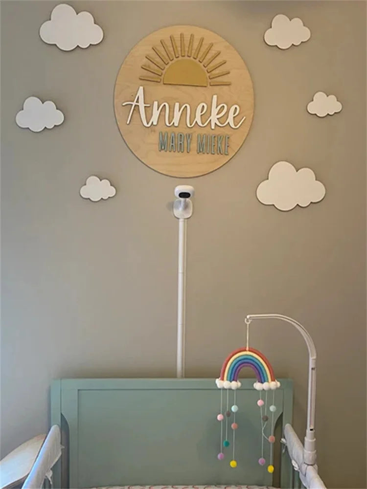 6Pcs/Set Nordic Style Wooden Cloud Sign Set Cloud Decoration Modern/Bohemian, Home Wall Decoration, Celestial Wall Art, Living Room and Room Decoration, Holiday Wooden Wall Stickers, Wedding Wooden Cloud Series Wall St