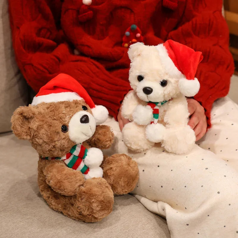 Lovely Cartoon Christmas Scarf Bear Penguin Soft Stuffed Elk Teddy Bear Doll Plush Toy Decoration Girl Boy Kids Christmas Gift