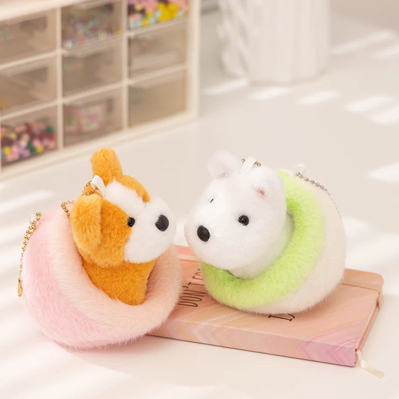Cute Dog Pendant 10CM Love Dog Nest Series Plush Pendant Schnauzer,Corgi Dog,Teddy Dog Keychain Stuffed Animal Puppy Kid Gift