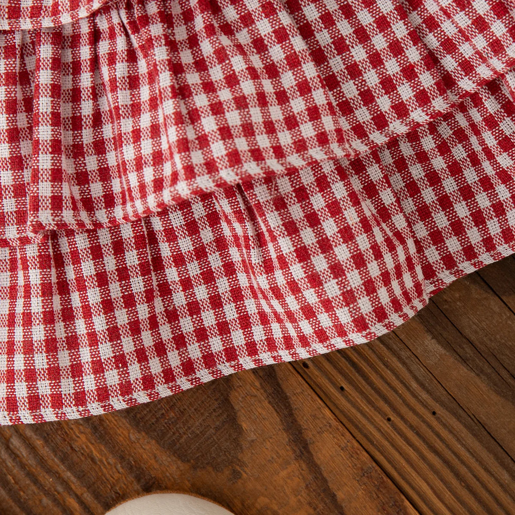 2pc/Set Girls' Suit Summer Bow And Plaid Lace Trim Short Sleeve Casual Toddler Girl Clothes Cute Simple Children Clothes