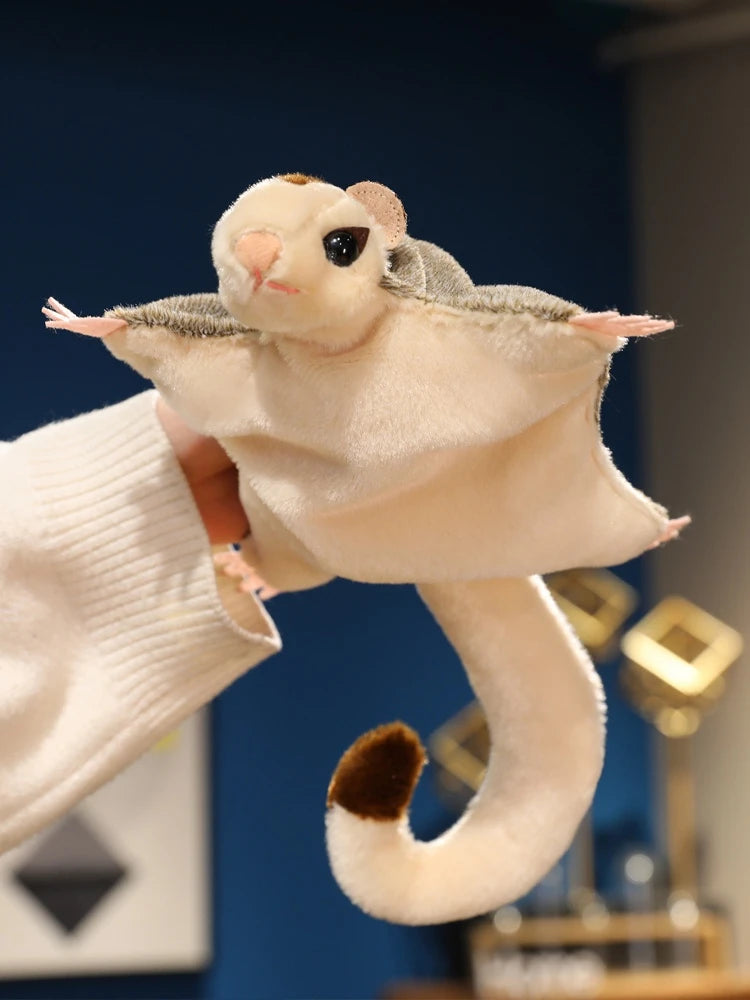 Super Cool Flyling Sugar Glider Plush Toy Cozy Soft Flying Squirrel Hand Puppet Cute Pet Toy Funny Gift for Kids