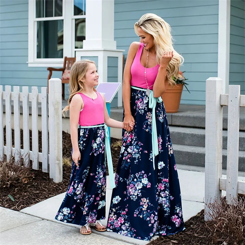 Summer Dress Women Casual Family Matching Outfits Mother Daughter Dress Girl Robe Boho Dresses Children's Clothing Vestidos