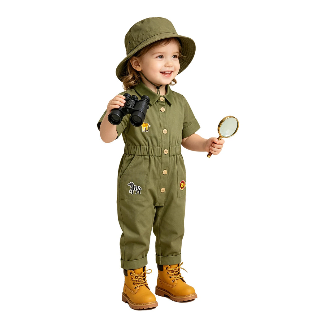 Toddler Baby Girls Zookeeper Suit Sleeveless Cute Animal Embroidery Tulle Dress Birthday Party Cake Smash Zoo Keeper Outfits