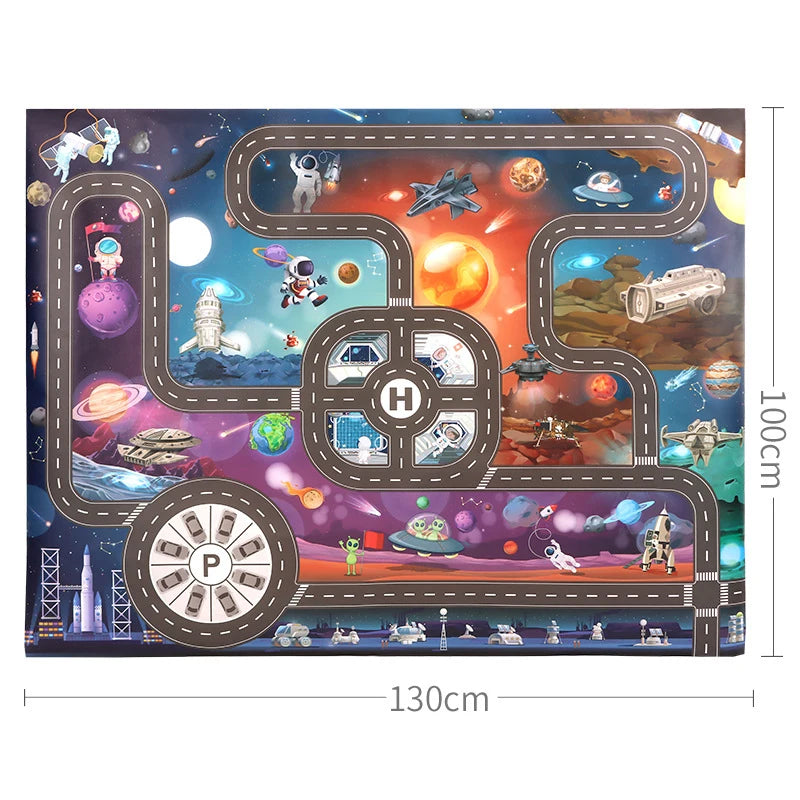 TMZ 130x100cm Baby Crawling Mat Cartoon City Traffic Map Non Slip Playmat For Kids