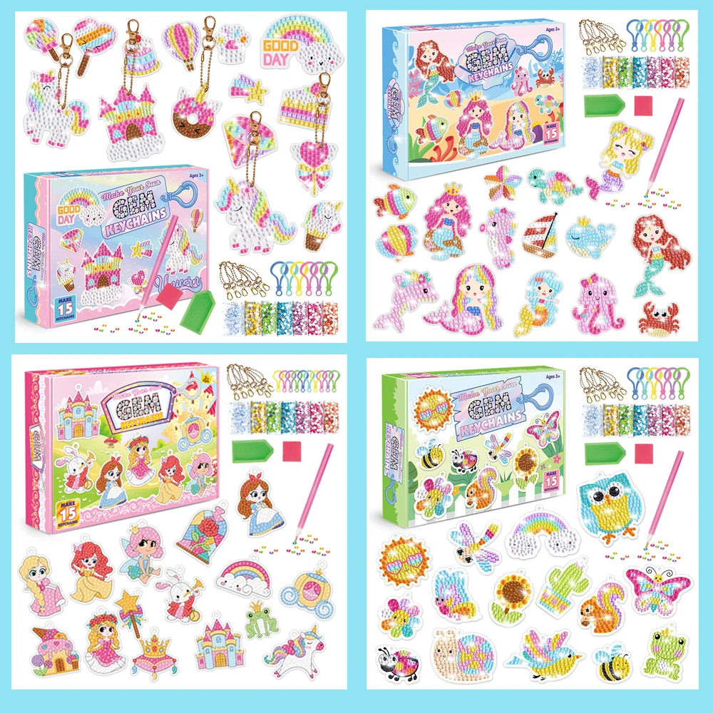 Children's Cartoon Princess Magic Gem - Pirate Diamond Painting - Little Monster Children's Set - Handmade DIY Keychain Sticker