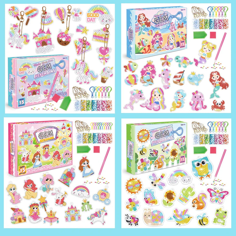 Children's Cartoon Princess Magic Gem - Pirate Diamond Painting - Little Monster Children's Set - Handmade DIY Keychain Sticker