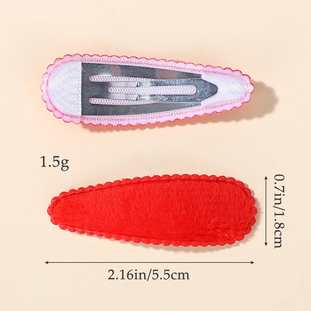 50PCS random colors waterdrop hair BB clips for girls hair bangs Cute fuzzy felt cloth alloy hair clip kids headdress