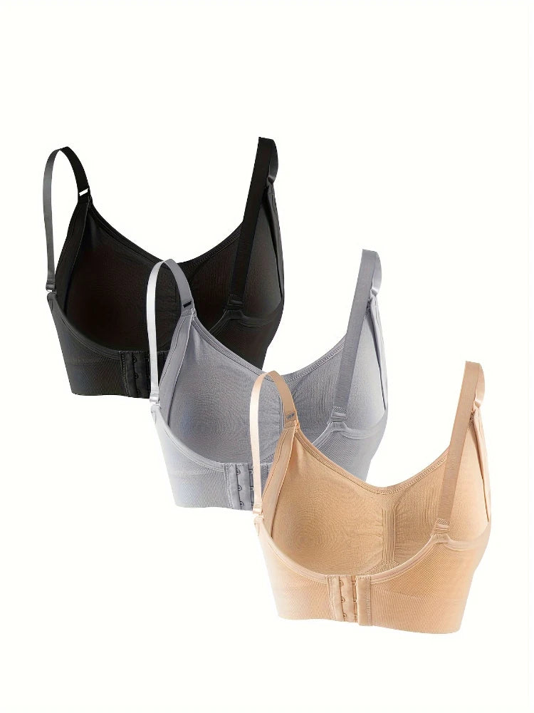 3 PCS Set Breathable Front Open Nursing Bra Maternity Underwear Pregnancy Bra Full Cup Wireless Comfortable Breastfeeding Bra