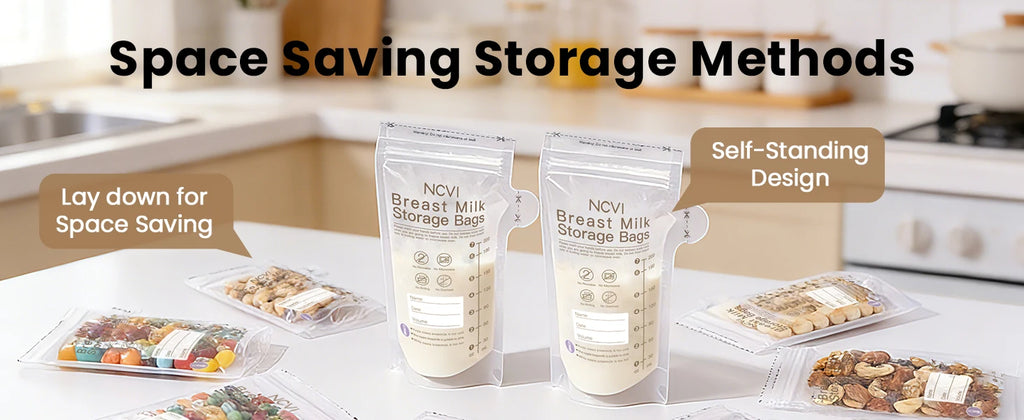 NCVI Breastmilk Storage Bags, 200ml Milk Freezer Bags for Breastfeeding,Preservation Bag, Temp-Sensing,Doubled-Sealed,BPA Free
