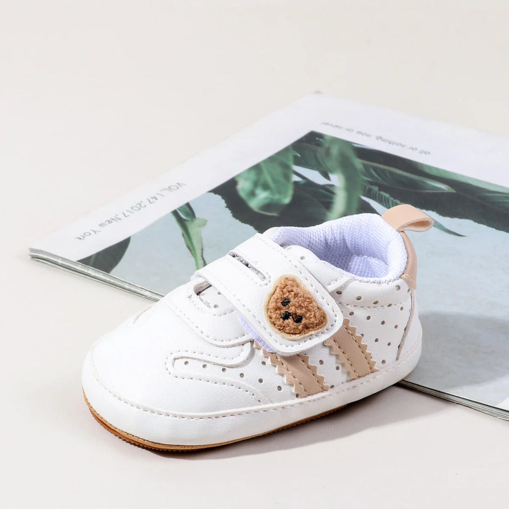 2025 0-18 Months Baby Boys Girls Sneakers Cute Bear Embroidery Infant First Walking Shoes Non-Skid Athletic Shoes