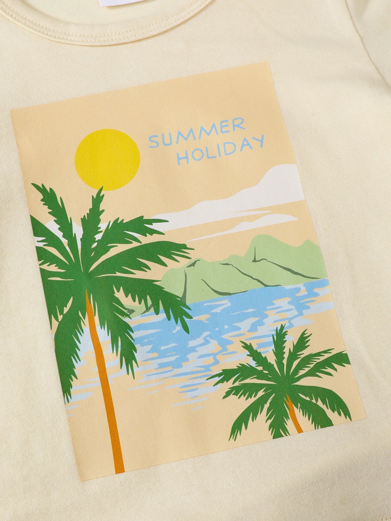 0-3 Year Boys' Summer Vacation Set Coconut Tree Seaside Printed Short Sleeve+Shorts+Hat 3Pcs/Set Seaside Vacation Leisure Set