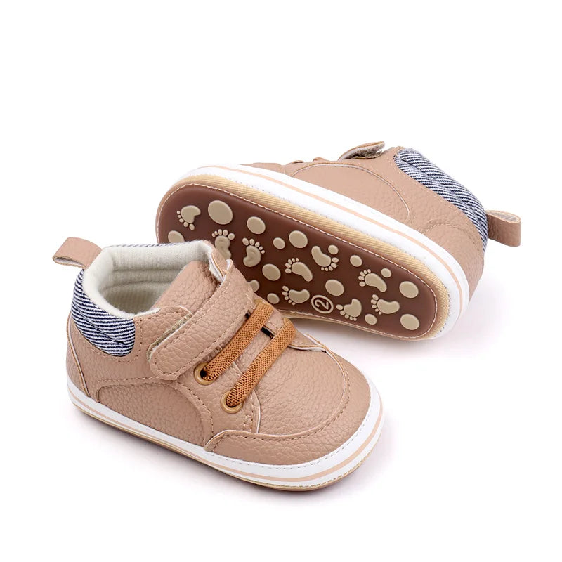 2025 Baby Sneaker Spring and Autumn Style High Quality PU and TPR Sole Newborn Toddler Prewalk Shoes Outdoor Water Proof BNB3093