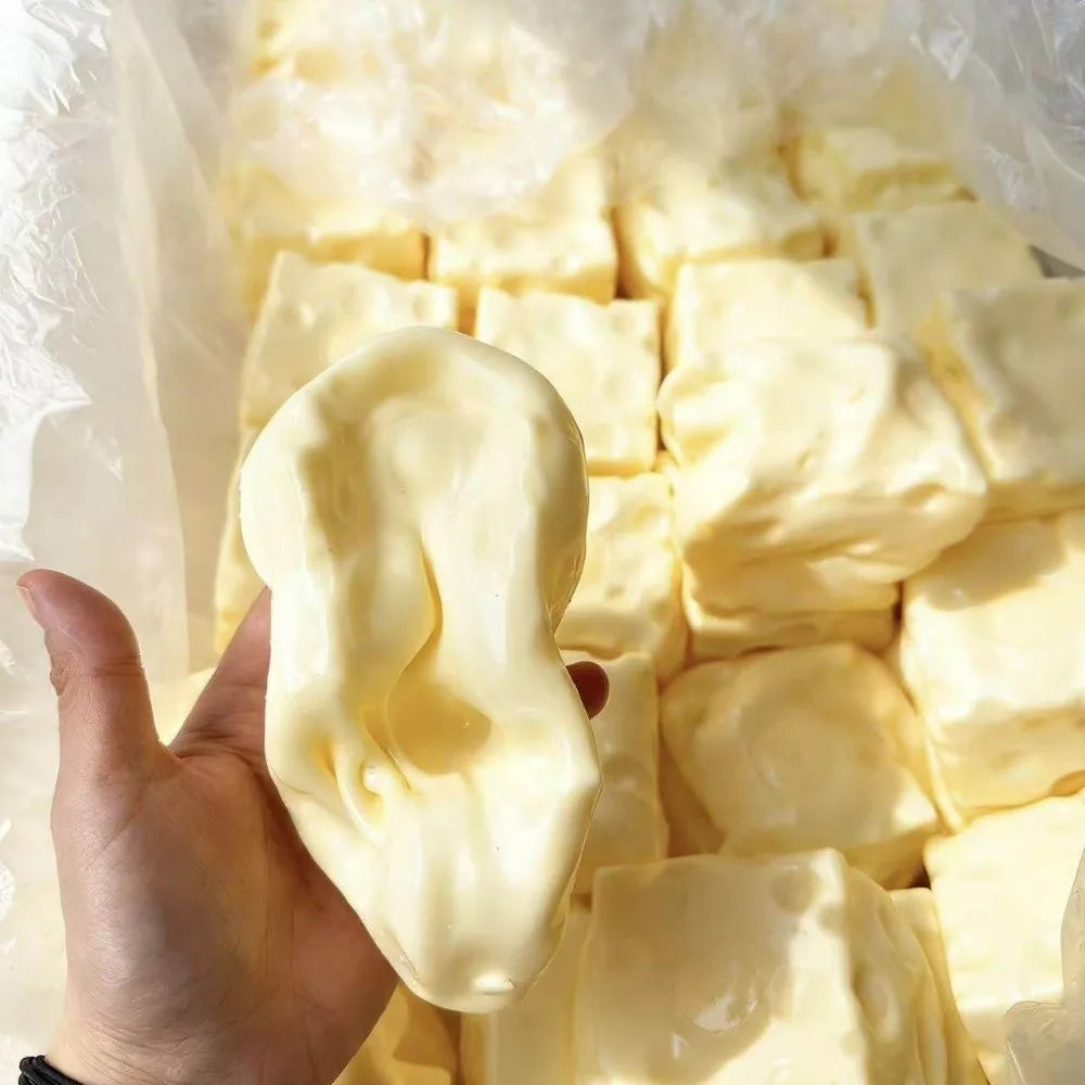 Slow Rising Cheese Squishy Toy Slow Rebound Soft Cheese Shape Squishy Toy Stretchy Moldable Simulated Butter Squeeze Toy