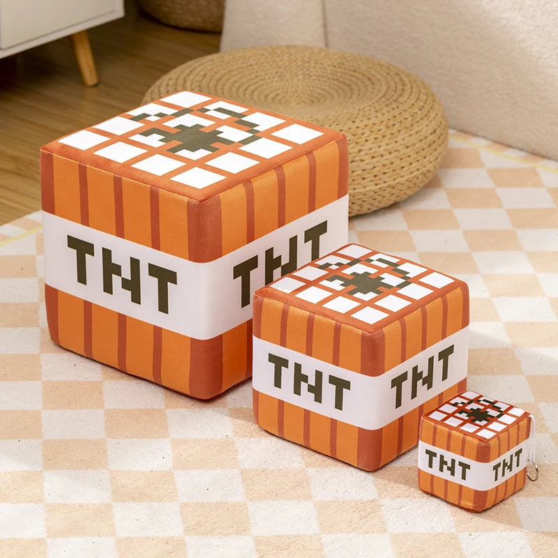 Nice Tnt Plush Pillow Cube Bomb Toy Key Chain Pendant Soft Plush Stuffed Toys Xmas Birthday Gifts For Kids Spoof Decoration