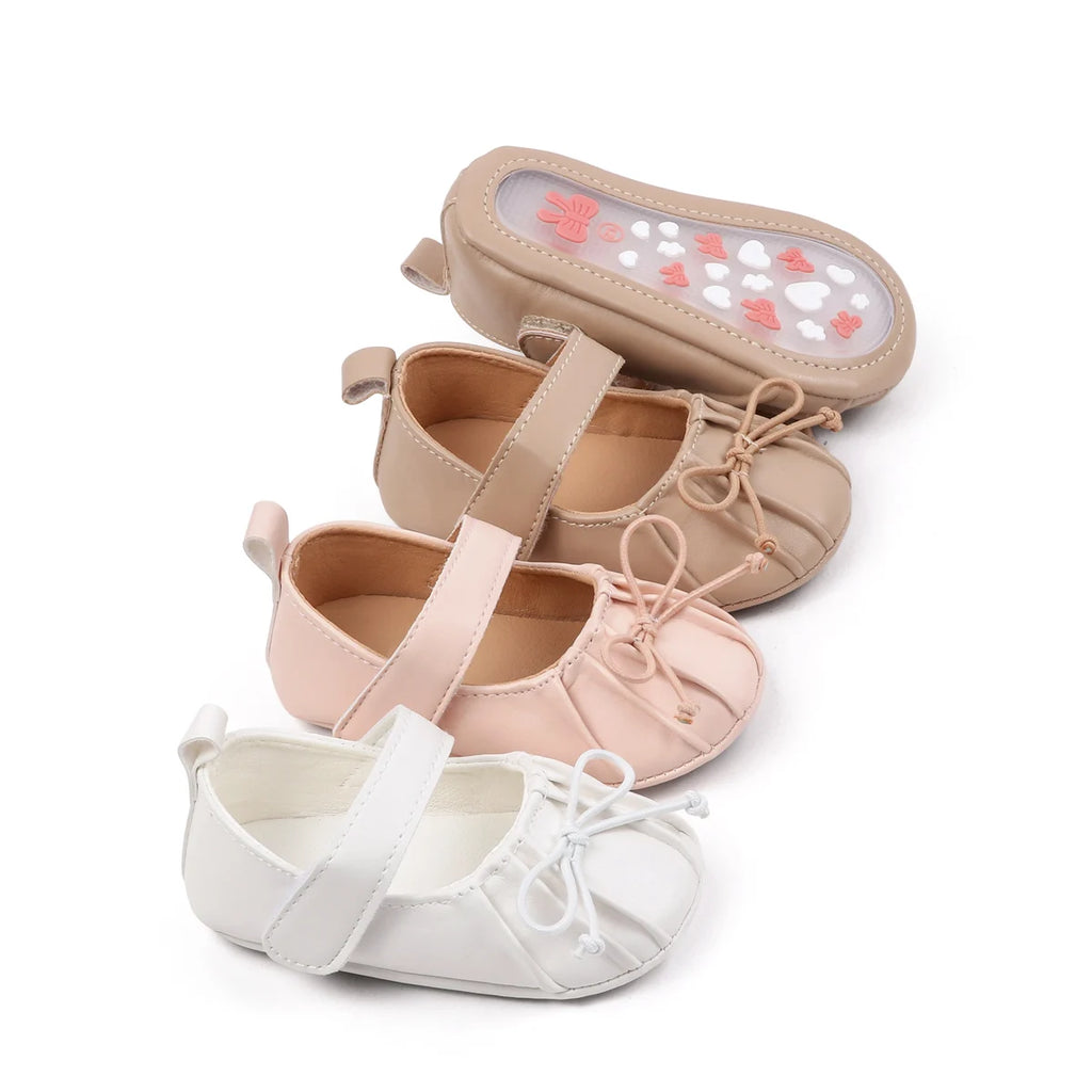 Spring Autumn Baby First Walking Toddler Shoes For 0-18 Months Three Colors High Quality PU Leather And TPR Sole Sweet Design