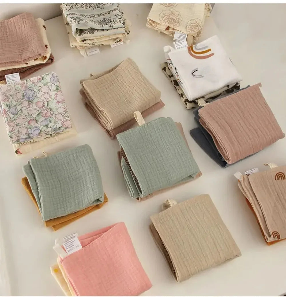 3/5Pcs 6-Layer Pure Cotton Baby Cotton Washcloth Soft Gauze Cotton Newborn Burp Cloth Absorbent Baby Towels Square Towels