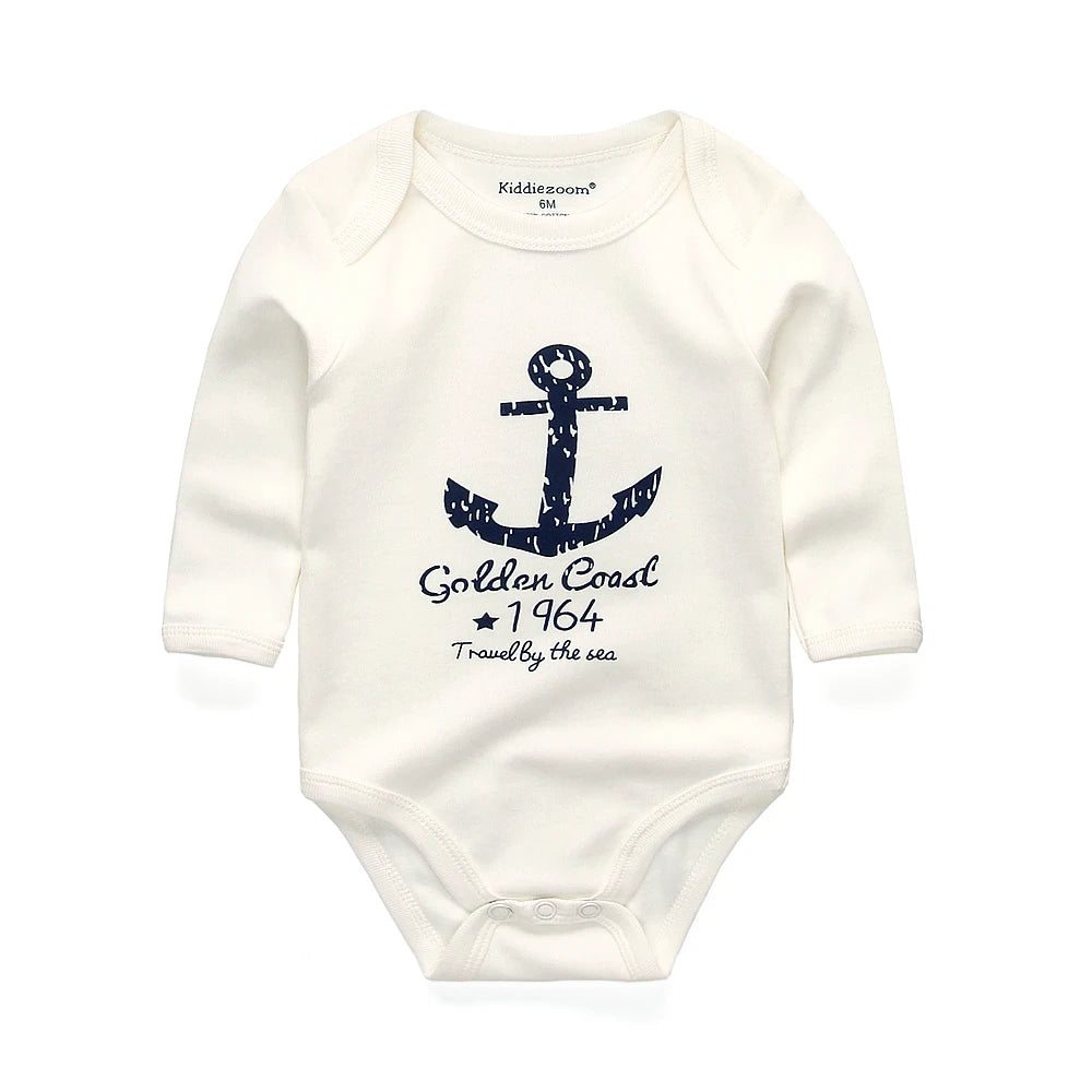 Kiddiezoom Cartoon Long Sleeve Baby Bodysuits For Newborns Soft 100 Percent Cotton Infant Onesies KZ01