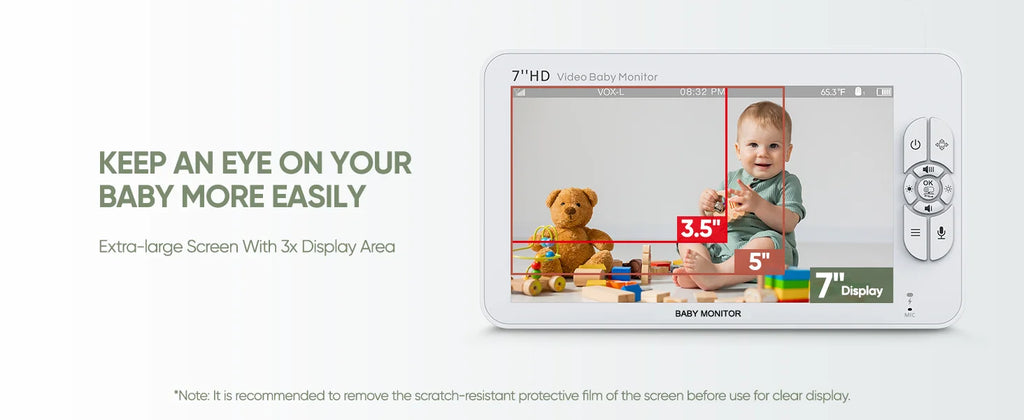 SM70V2  1080P HD Split Screen Video Baby Monitor No WiFi, Baby Camera Monitor, Hack Proof, Remote Zoom/Pan/Tilt, 4000mAh Battery