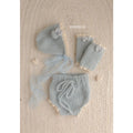 Newborn Photography Outfit Knitted Baby Bonnet Hat Shorts Wrist Wrap Set Infant Girl Photoshoot Props Lace Bow Studio Costume