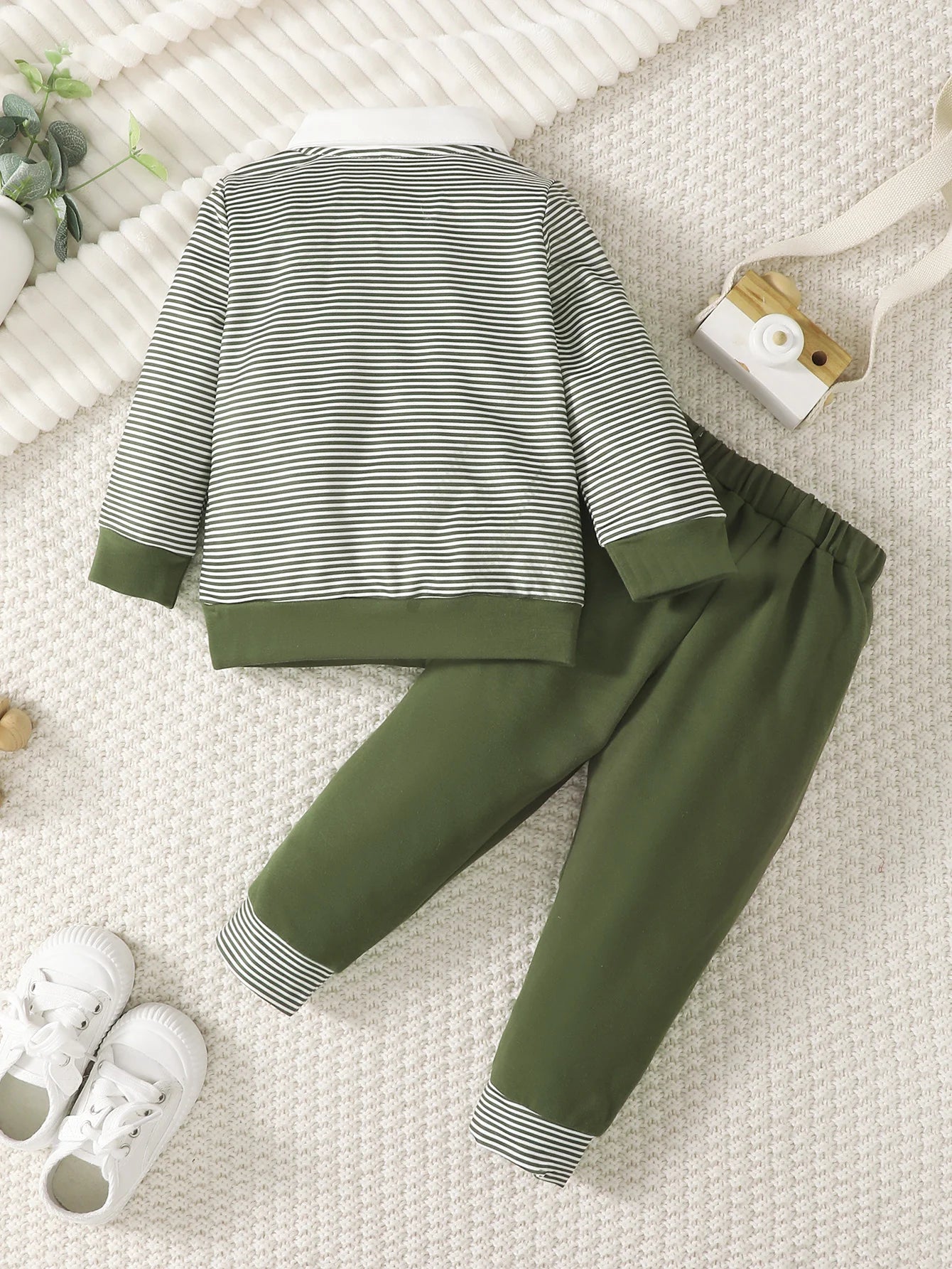 0-3 Years Baby Boy Set Bow Striped College Style Top+Pants 2Pcs/Set Toddler Baby Boy Spring and Autumn Set Baby clothing