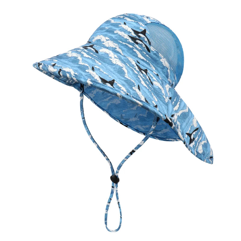 Kids Bucket Hat Summer Quick-dry Baby Sun Hat Big Brim Neck Protector Children Panama Cap for Girls Boys Beach Travel 6M-5Y
