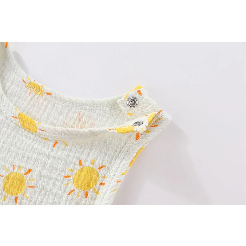Cartoon 2 Pcs/Lot Baby Girls Bodysuits Newborn Onesies Summer Sleeveles Infant Clothes