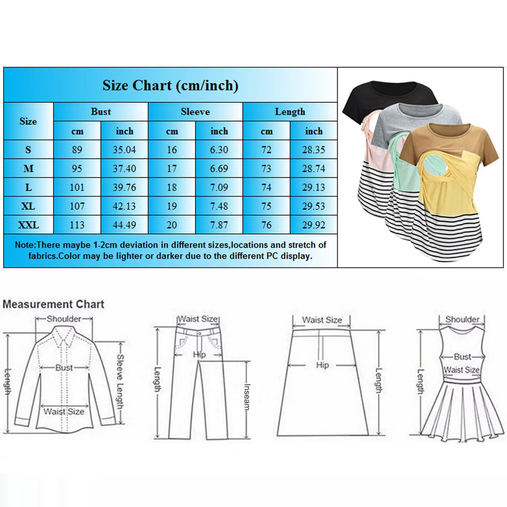 New Maternity Clothes Casual Tops Nursing For Breastfeeding T Shirt Striped Print Women Maternity Short Sleeve Maternity Blouse