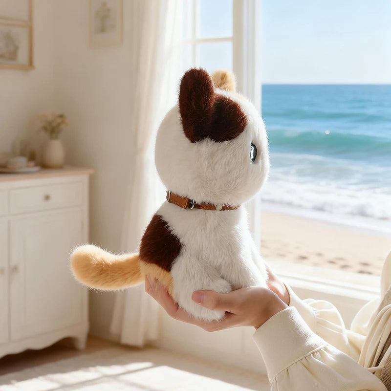 Nice Sitting Pose Kitten Plush Toys Soft Fluffy Cartoon Pet Cat Doll Lovely Office Desktop Decor Funny Gift To Family Accompany