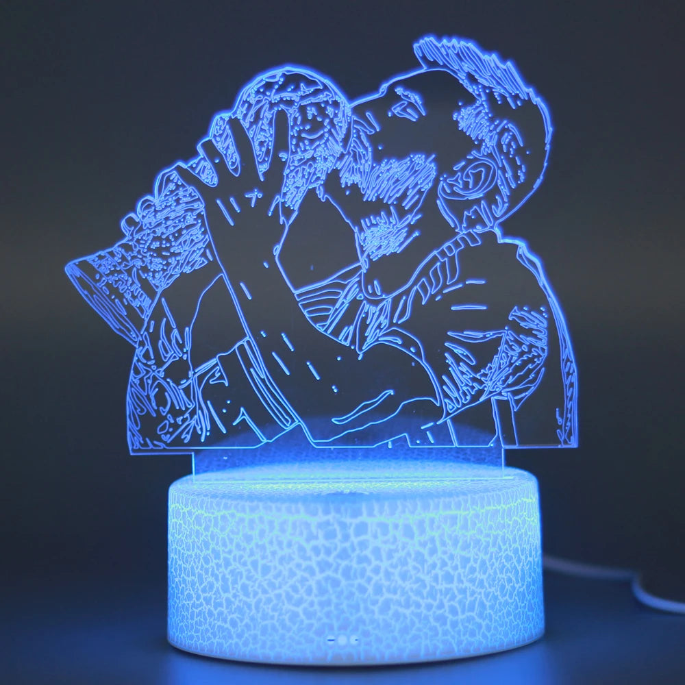 3D Illusion Night Light Messi 7 Color/16 Color Gradient Touch Switch LED Night Light Table Lamp (Crackle White)