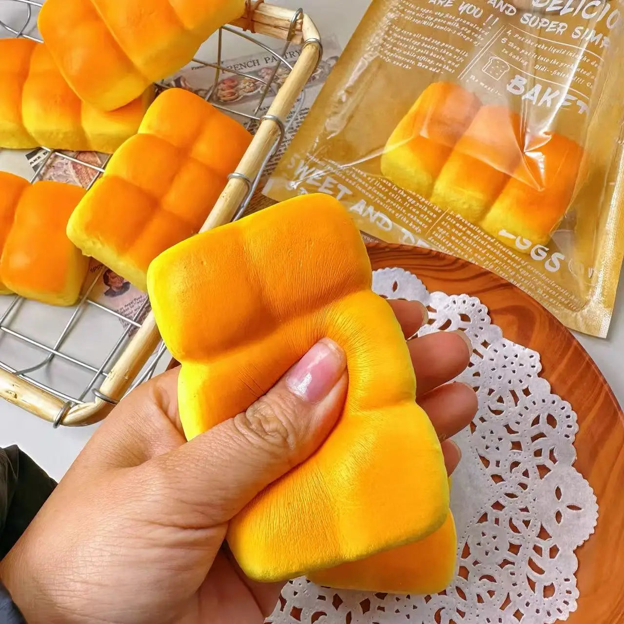 1/3/6PCS Toast Bread Squishy Toys Slow Rebound Simulation Bread Sensory Toys Stress Relief Squeeze Toys for Kids Adult Gifts