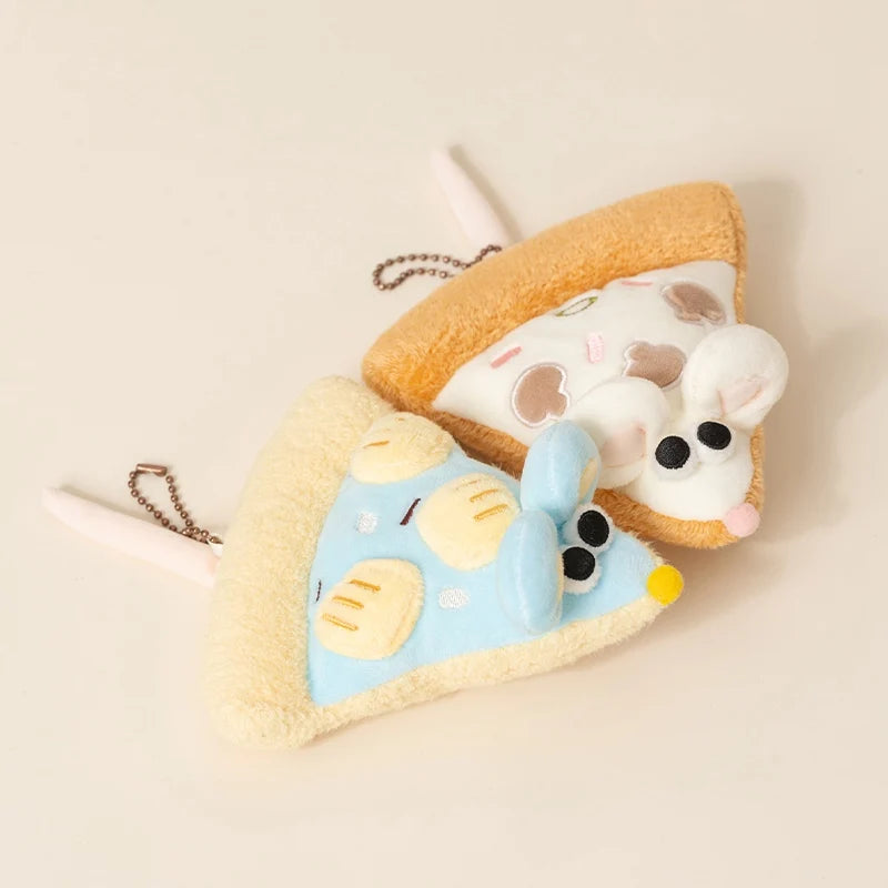 Pizza Mouse Plush Toys Hanging Pendants Creative Pizza Multiple Flavors Adorable Mouse Dolls Gifts For Birthday 14cm Decoration