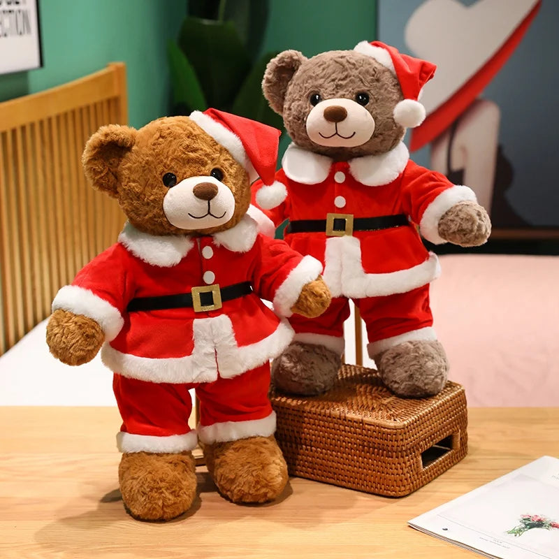 Hot 1pc 48/78cm Christmas Bear Plush Pillow Toy Cartoon Santa Bear Soft Stuffed Doll Cute Christmas Party Decor Kids Xmas Gifts