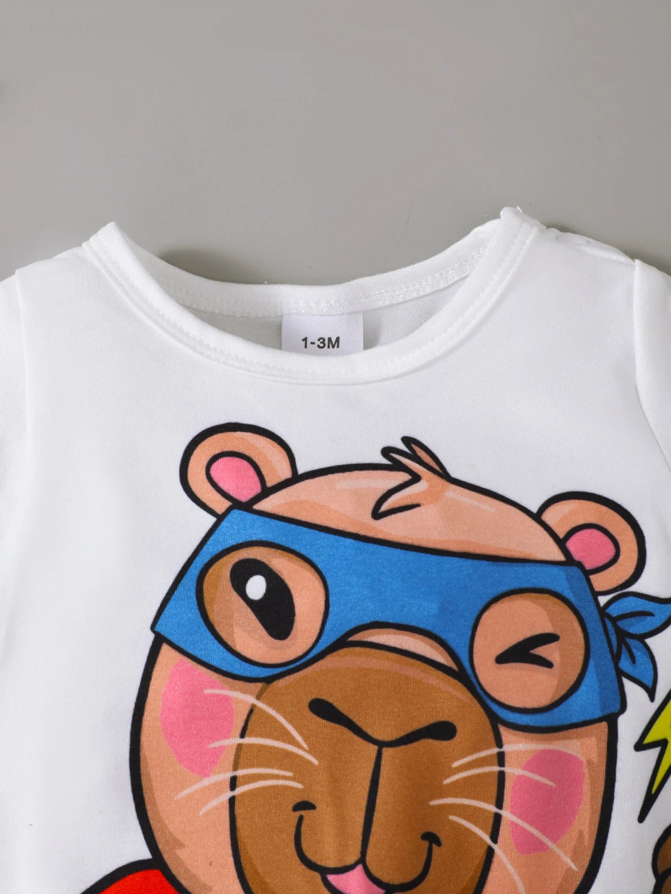 Newborn Male baby Summer Jumpsuit Superman Capybara Pattern Short sleeved Jumpsuit Suitable for Male Babies aged 0-18 Months