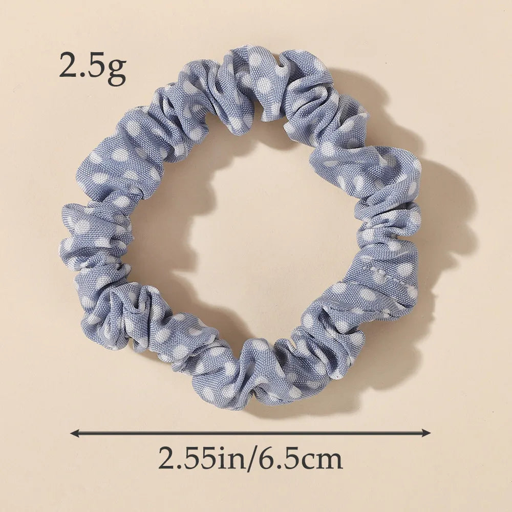 Ramdom Color 20pcs Women Dot Silk Hair Scrunchies for Girls Hair Rope Ponytail Holder Headwear Hair Accessories Wholesale