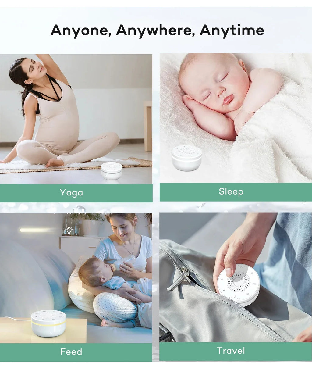 9 Baby Lullabies 15/30/60 min Timer White Noise Machine Mini Baby Sleep Machine Built-in Night Light for Baby Kids Adults
