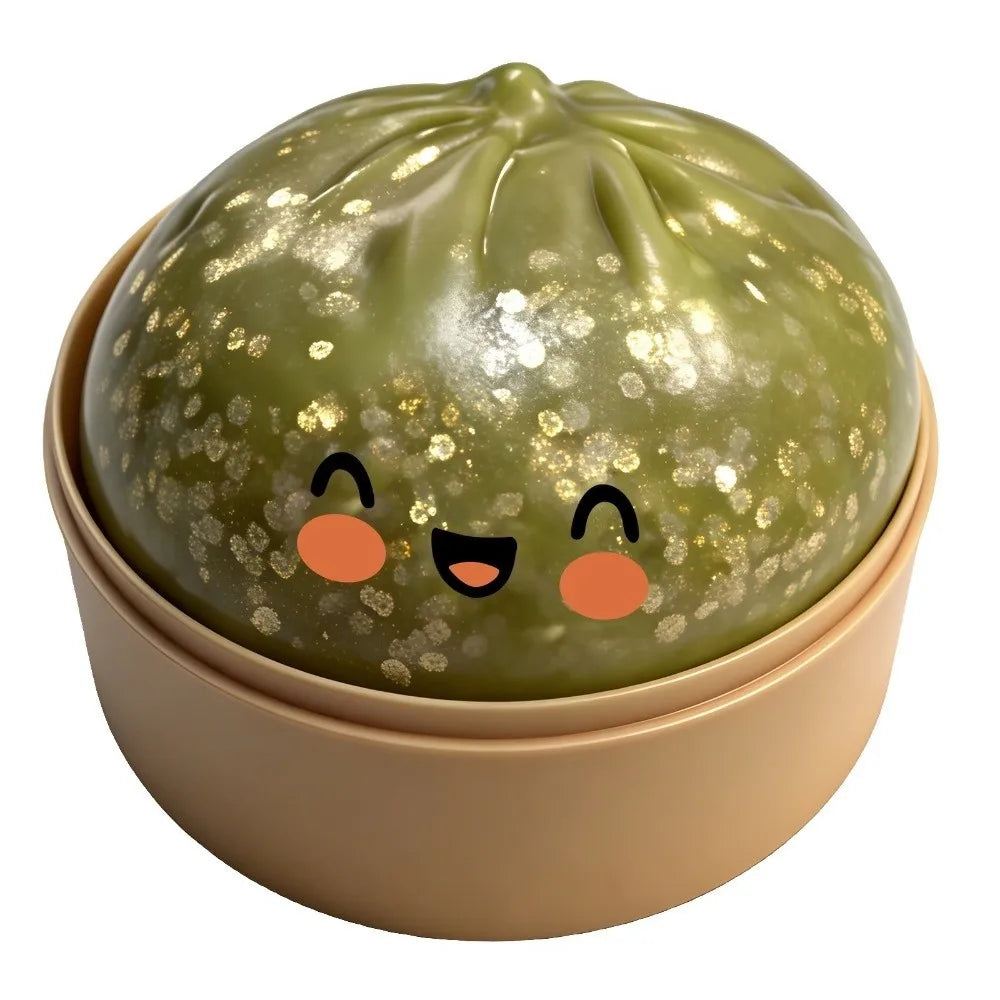 Glitter Dumplings Squishy Toy Soft with Steamer Squishy Toy Slow Resilience Fidget Stress Relief Sensory Ball