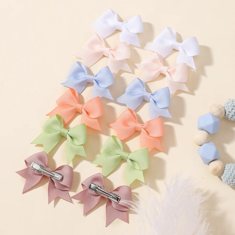 24Pcs 2-inch Hair Bows Clips for Girls Classic Ribbon Bowbot Pigtail Hairgrip Kids Hair Accessories Children's Headwear