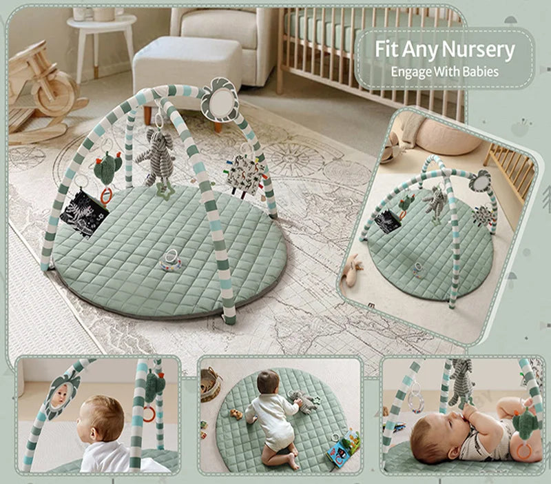 Multi-functional Baby Fitness Stand with Music Gym Activity, Comfort Toy, Blanket Pad, Early Education 0-36 Months, Newborn Gift