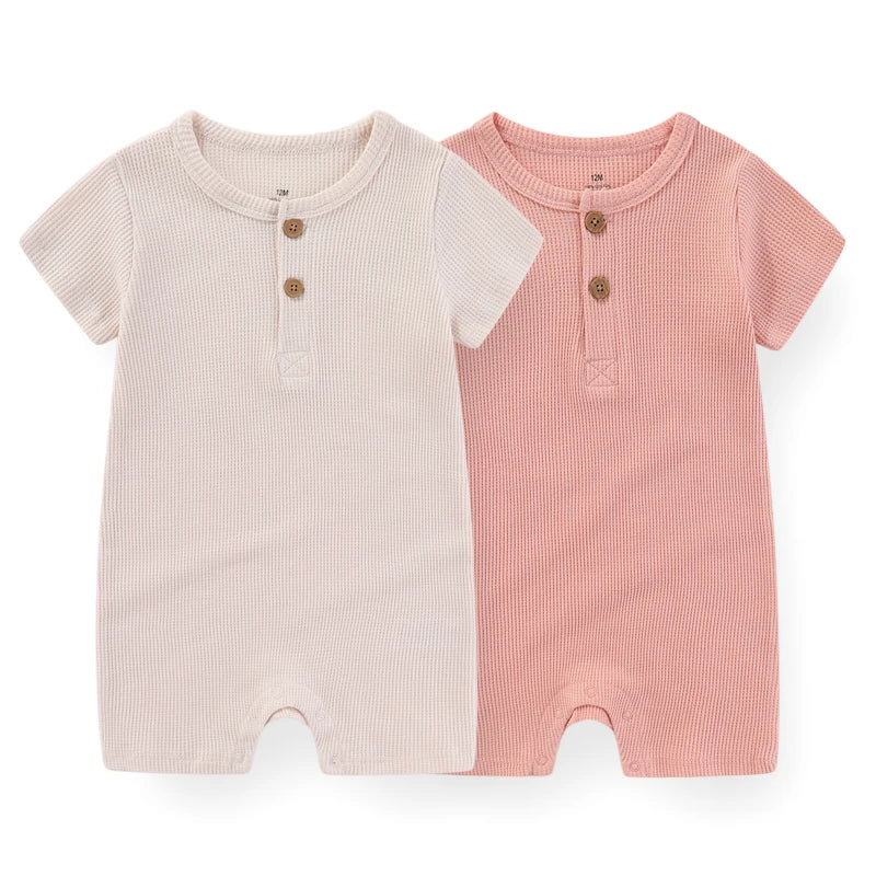 Kiddiezoom Unisex Short Sleeve Cotton Baby Romper Four Seasons One Piece Jumpsuit Newborn
