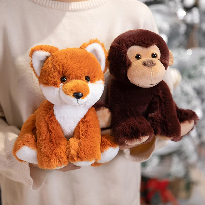 Nice 23cm Lifelike Stuffed Jungle Animal Dolls - Sitting Tiger Elephant Monkey Leopard Plush Simulation Forest Toys for Kids