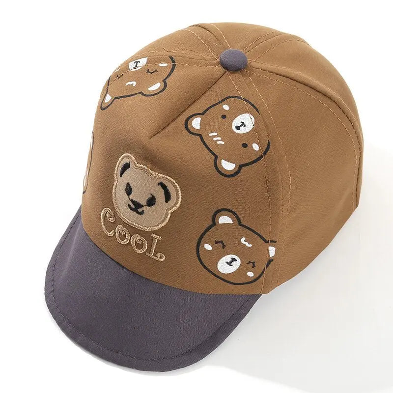 0-1Y Baby Hat Spring/Summer Sun Hat for Infants, Cute Cartoon Bear Baseball Cap with Soft Brim Lightweight for Outdoor Play