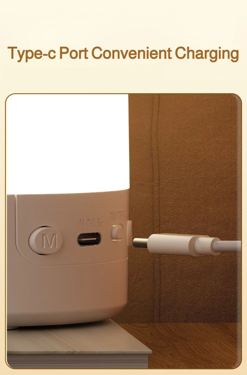 LED Bedside Lamp with Clock Display Touch Control Dimmable Night Light USB Rechargeable for Bedroom Baby Feeding