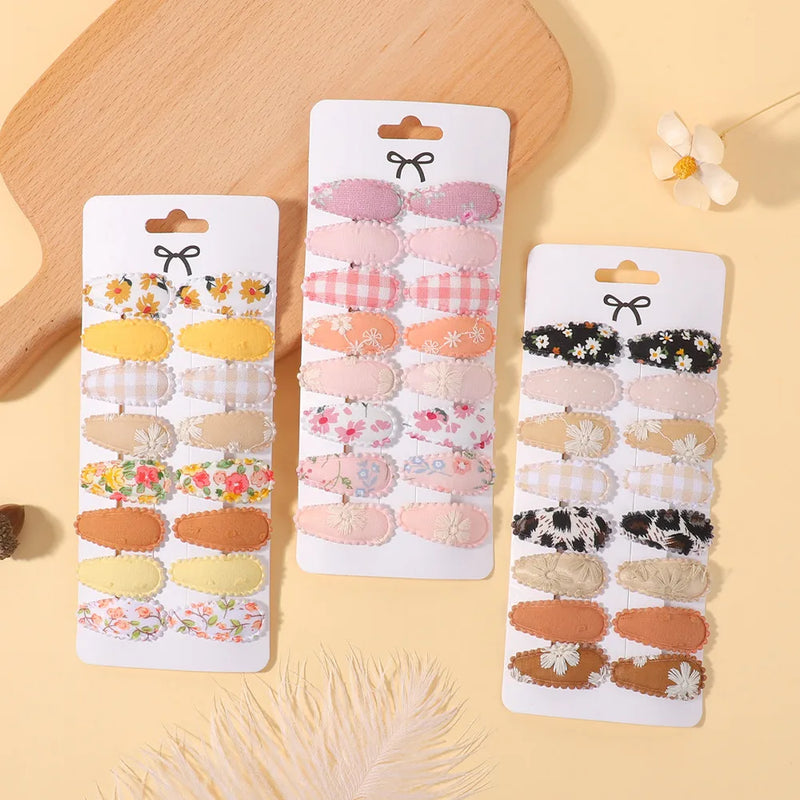 BABY BOWS 16Pcs/set Sweet Mini Hair BB Hairclips Set for Kids Girls Lovely Hairbangs Barrette Fresh Printing Hairgripes Gift Set