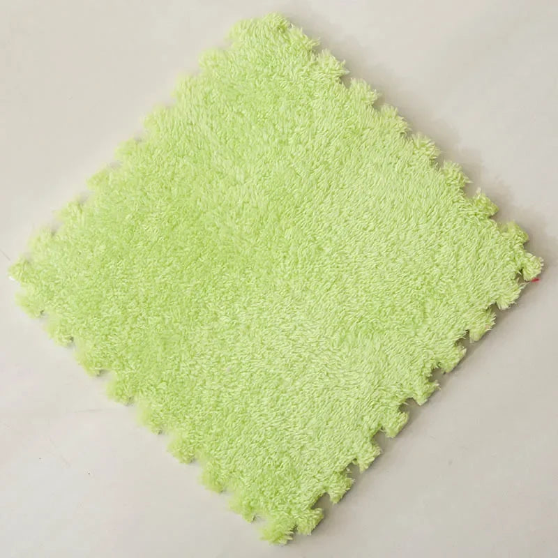 Soft Plush Kids Rug Play Mat 30x30cm Interlocking Puzzle Tiles for Floor Cushion