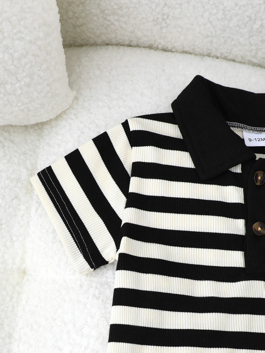 2Pcs Baby boy Baby Summer Set with Collar Striped Short Sleeves and Shorts Fashion Set Suitable for 0-3 Year Old Toddler Boys