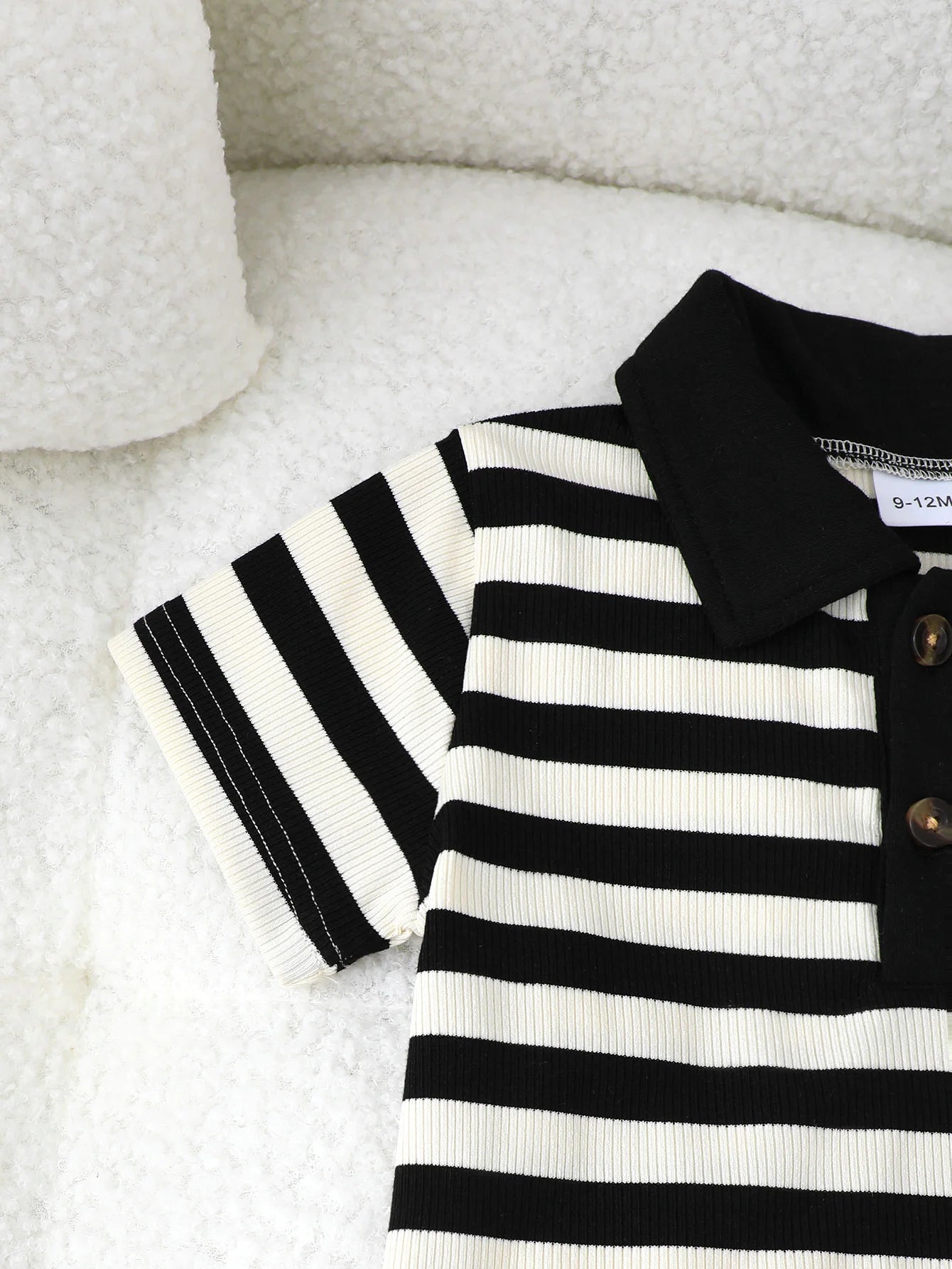 2Pcs Baby boy Baby Summer Set with Collar Striped Short Sleeves and Shorts Fashion Set Suitable for 0-3 Year Old Toddler Boys