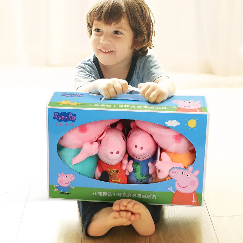 4pcs/set Genuine Peppa Pig 19cm Peppa George 30cm 12'' Mummy Daddy family set Plush Toy Birthday Christmas gift Children Toy