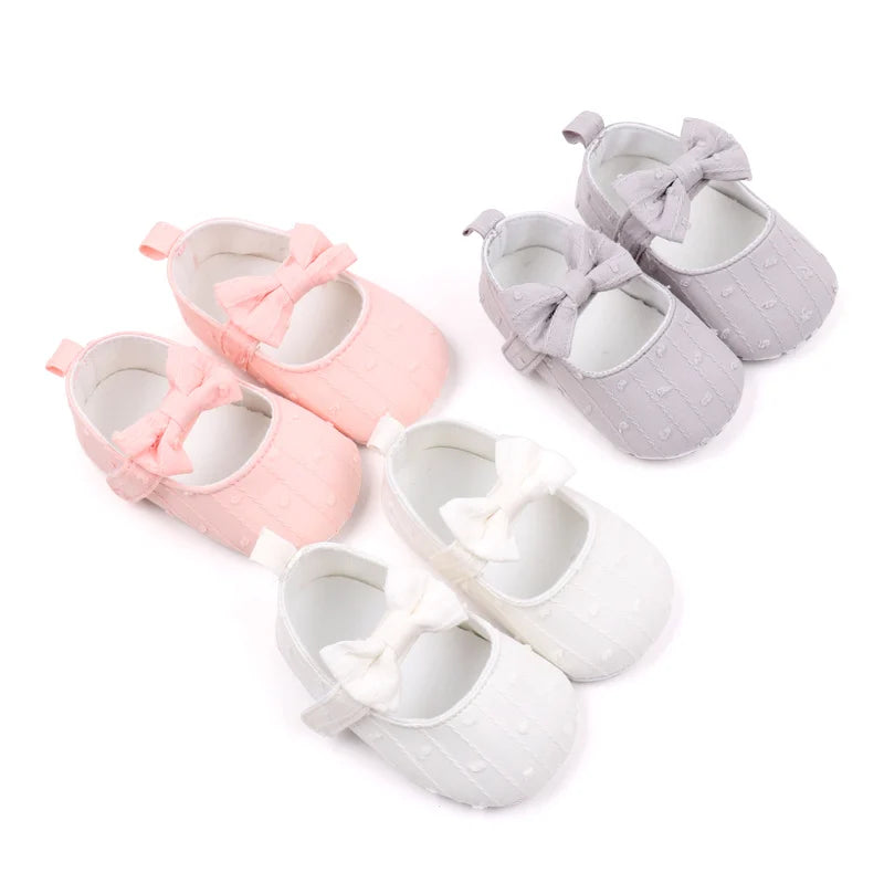 Spring Autumn New Product 0-1 Years Old Girls' Shoes with Soft Soles Embroidered Bowknot Fashionable and Cute Baby Learning WalK
